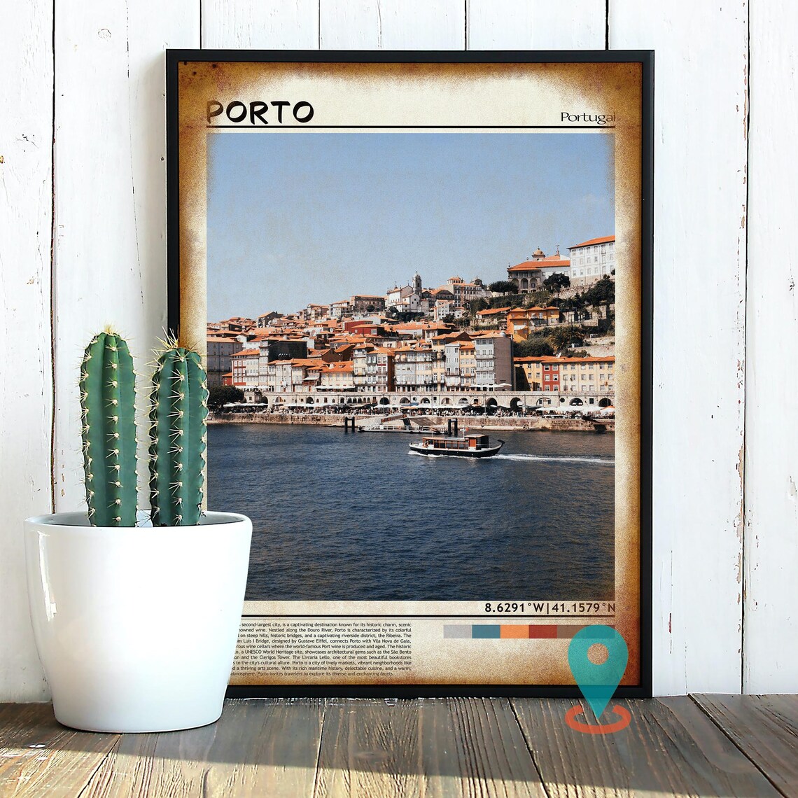 Porto Portugal Douro River Waterfront Colorful Houses Photo Poster - Image 2