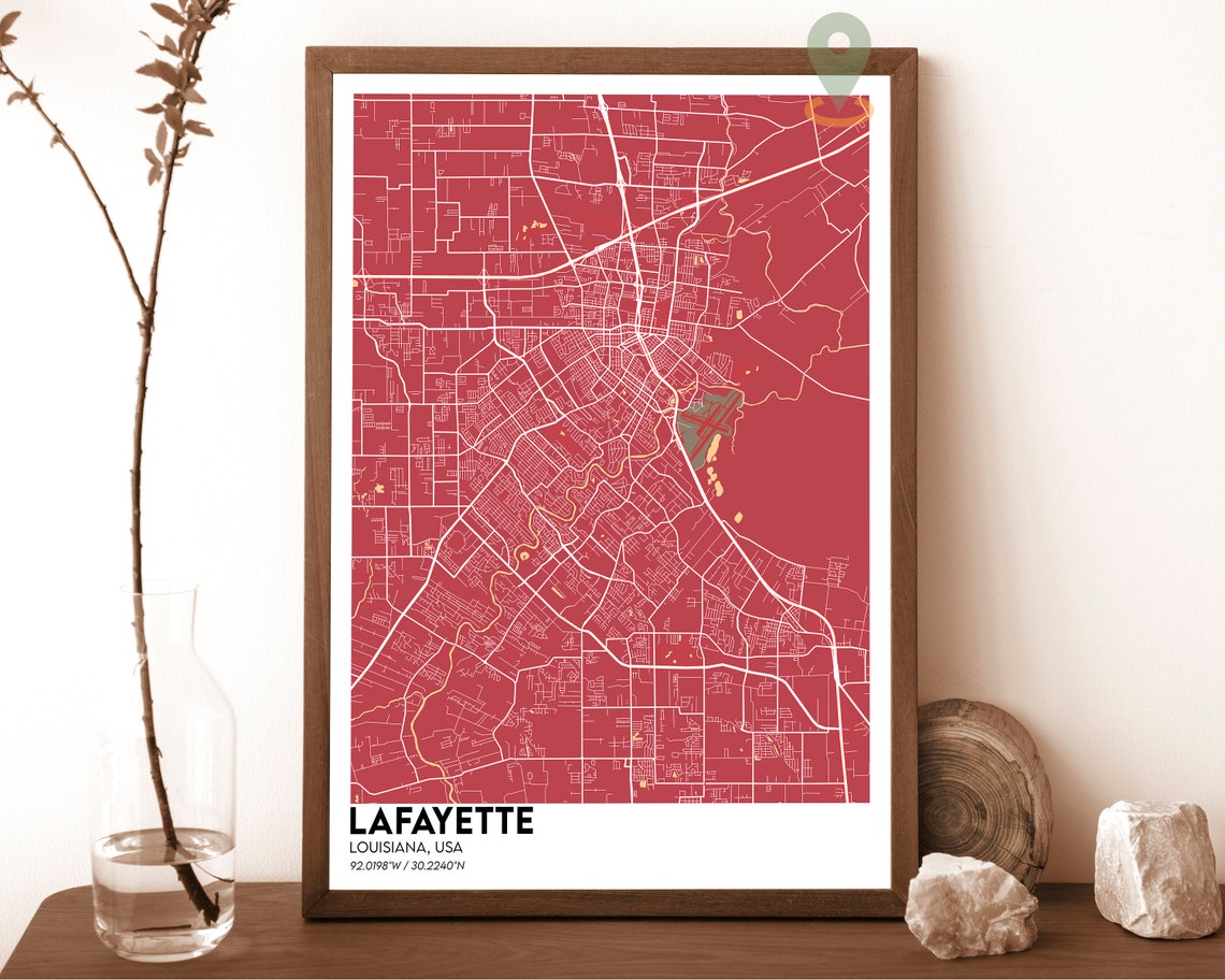 Lafayette Louisiana Vintage Sepia Old Street Map Style Poster - Image 6