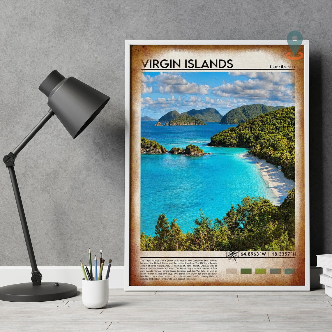 Virgin Islands Caribbean Tropical Bay Beach Photo Travel Poster - Image 4