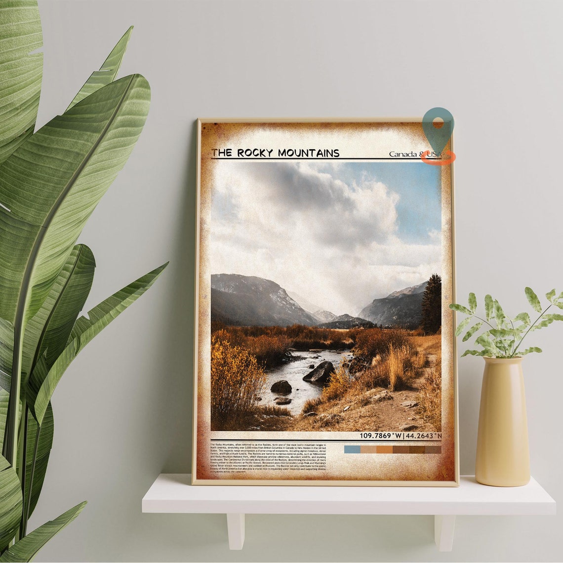 The Rocky Mountains Autumn Valley Stream Scenic Photo Poster - Image 5