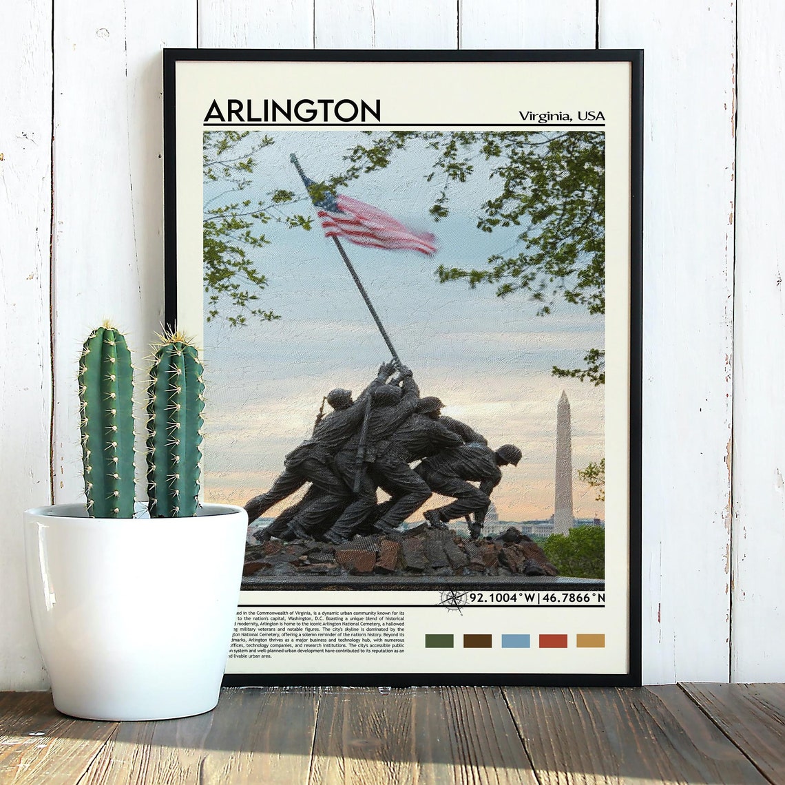 Arlington Virginia Marine Corps Memorial Flag Sunset Travel Poster - Image 3