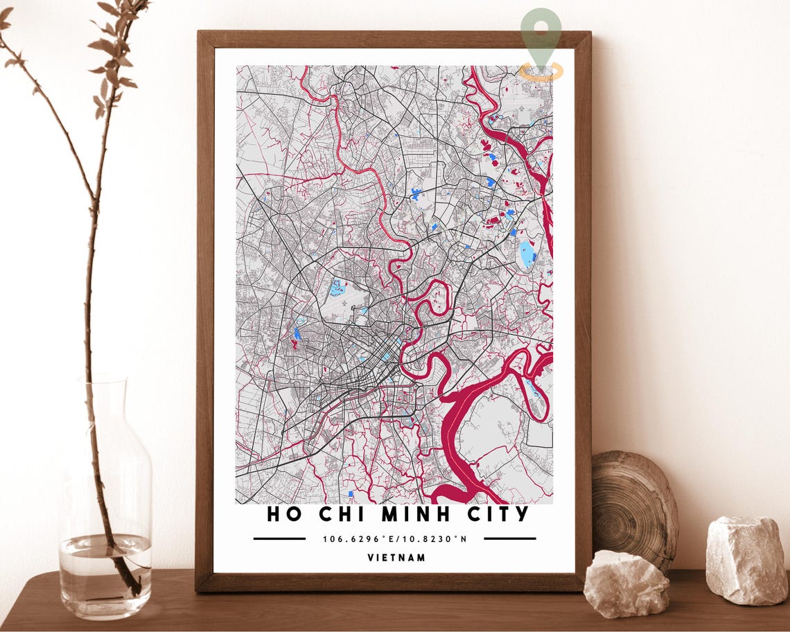 Ho Chi Minh City Map Ho Chi Minh City Map Print Ho Chi Minh City Wall Art Ho Chi Minh City Travel Poster Ho Chi Minh City Vietnam Poster - Image 2