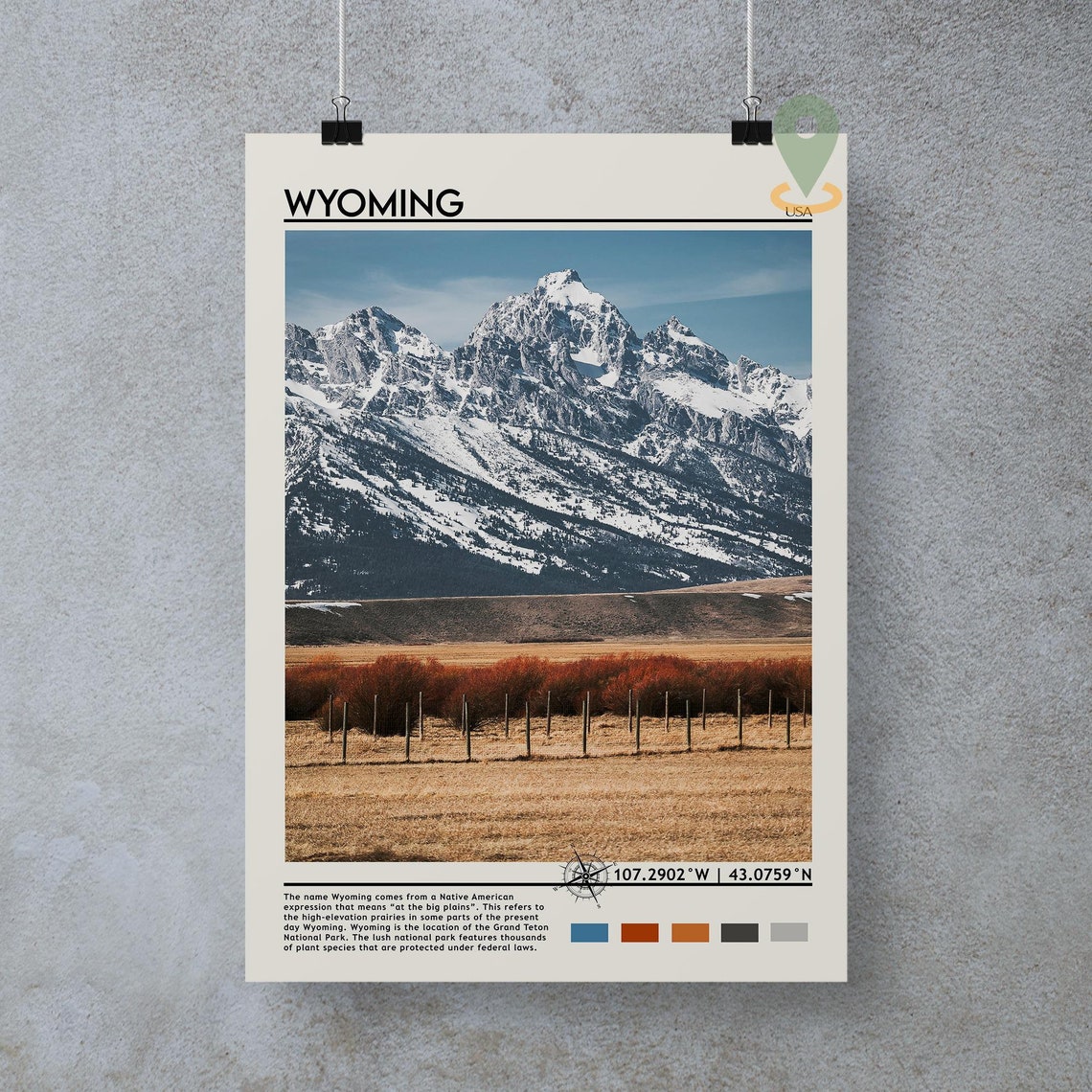 Wyoming Travel Poster Wyoming Print Wyoming Wall Art Wyoming Vintage Poster Wyoming Photo Wyoming Poster Print Wyoming Wall Decor - Image 3
