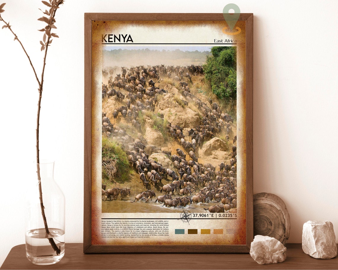 Kenya East Africa Wildebeest Migration Safari Wildlife Poster - Image 6