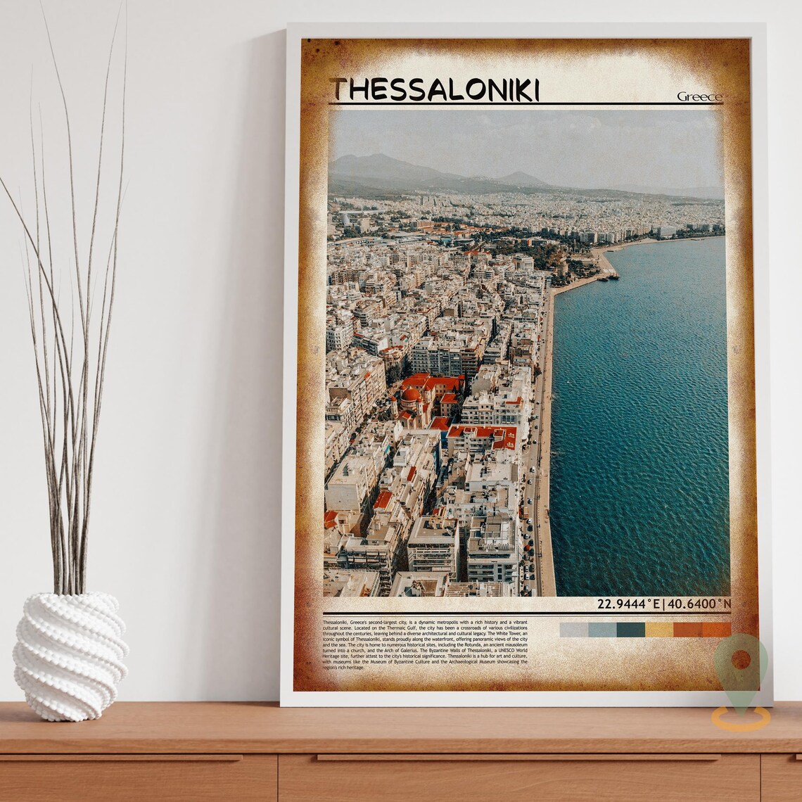 Thessaloniki Greece Aerial Waterfront City and Sea View Poster - Image 3