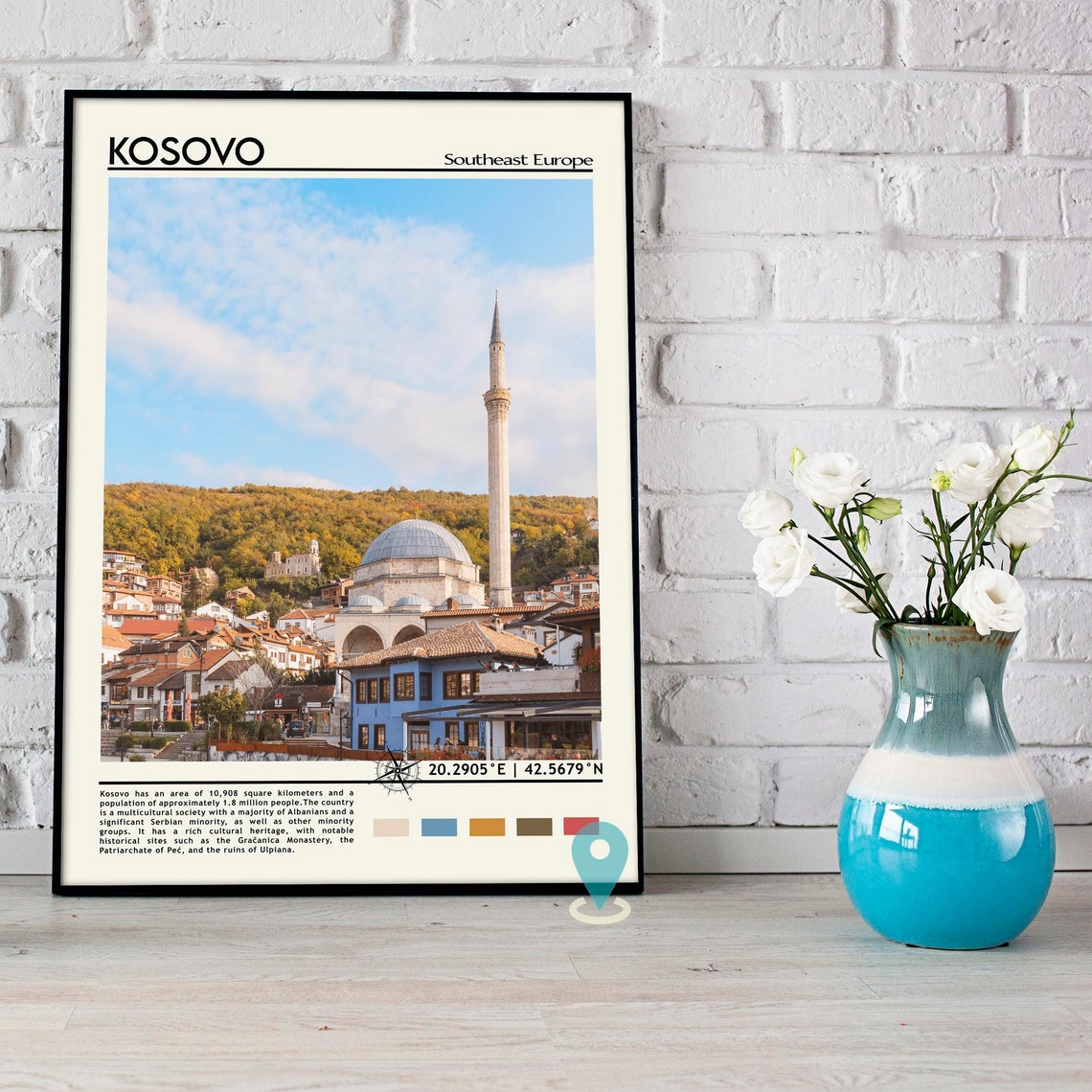 Kosovo Print Kosovo Art Kosovo Poster Kosovo Photo Kosovo Poster Print Kosovo Painting Pristina Poster Vintage Poster Kosovo Artwork - Image 5