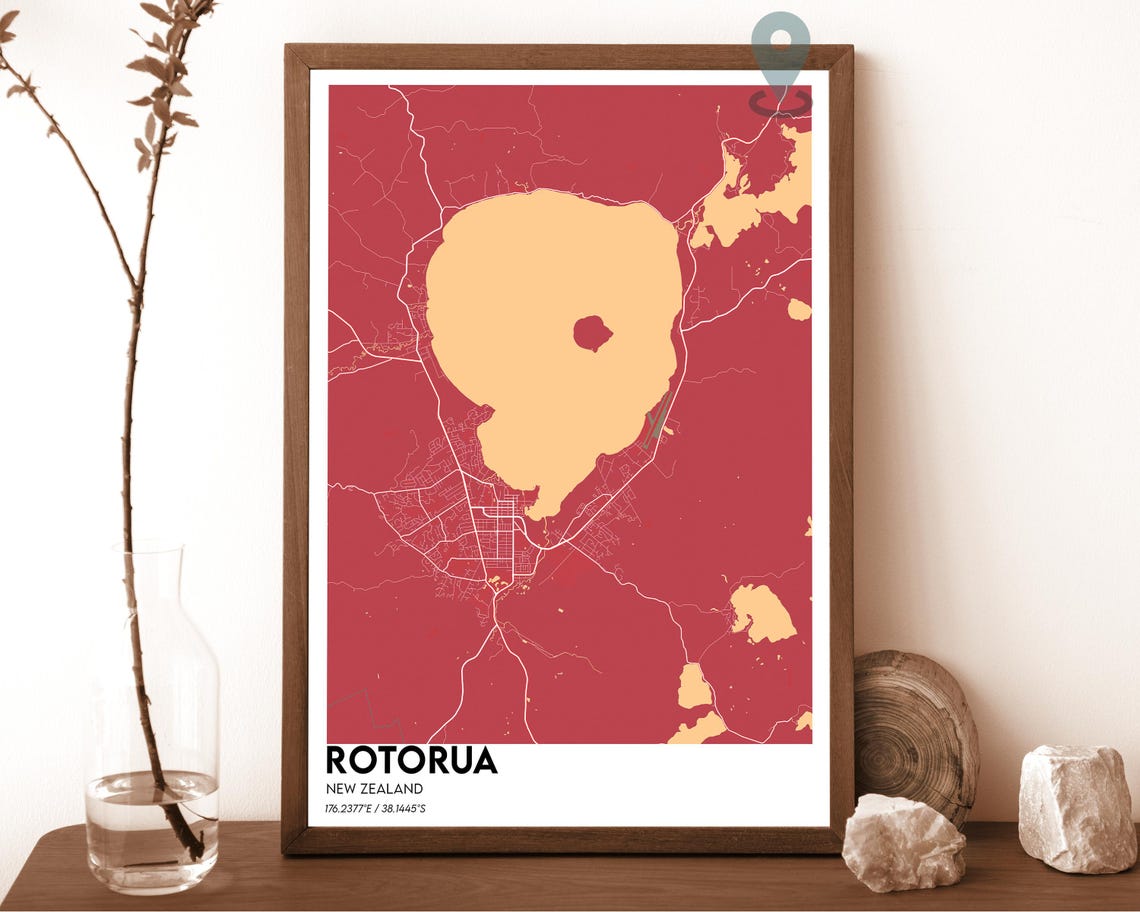 Rotorua New Zealand Dark Navy Modern Street Map Home Decor Poster - Image 5