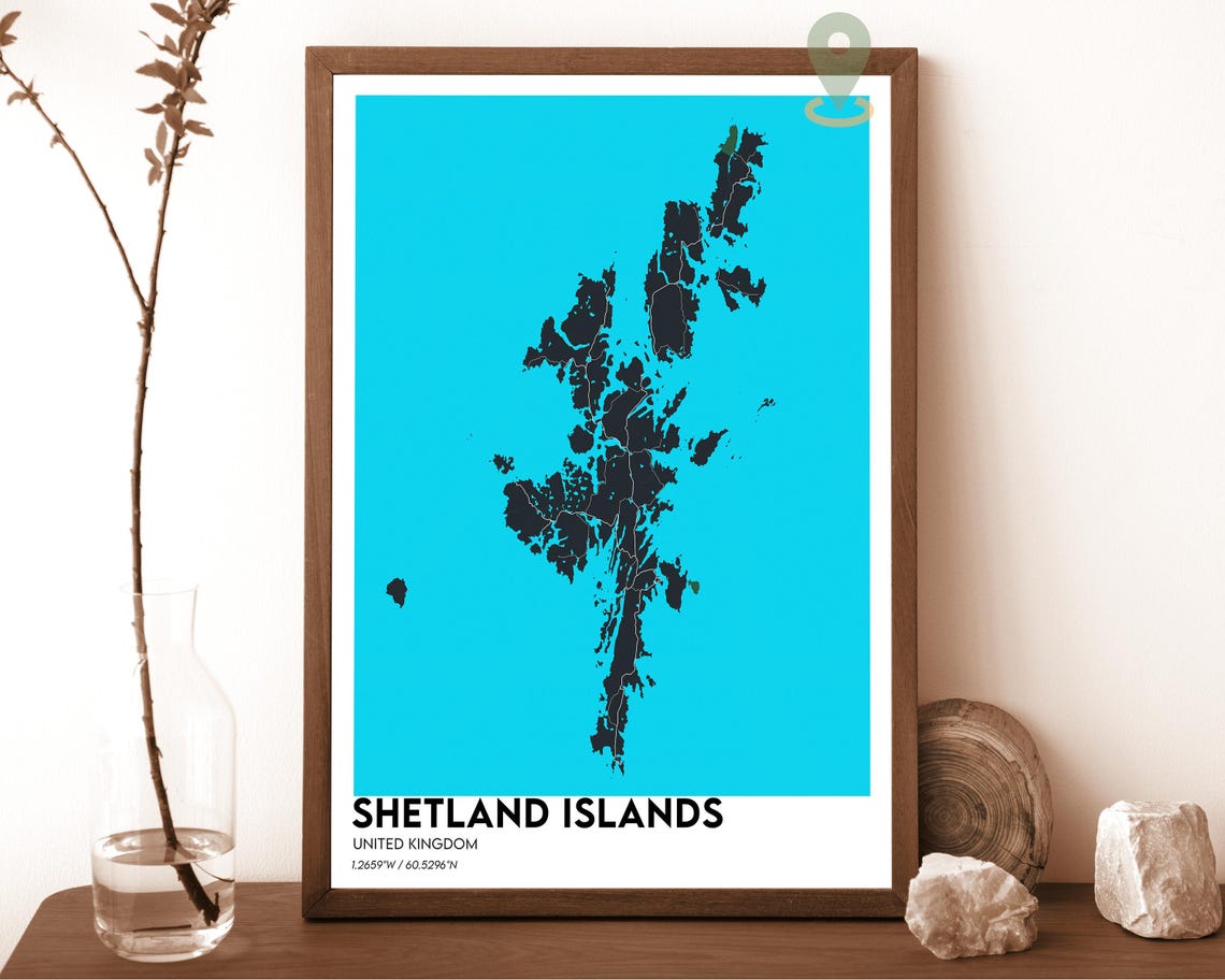 Shetland Islands Scotland UK Modern Minimalist Map Art Poster - Image 3