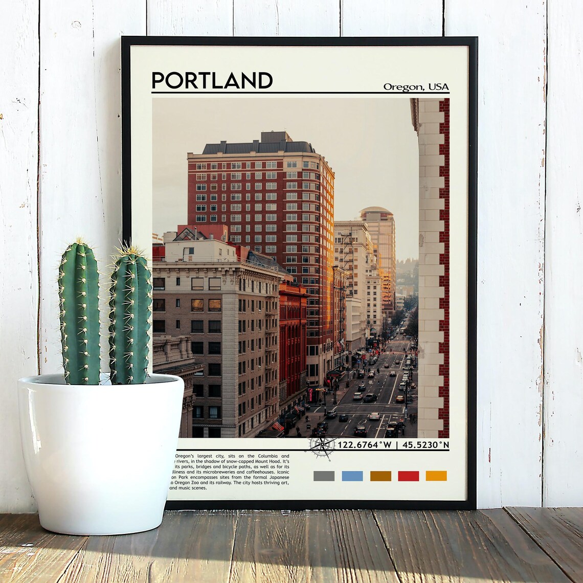 Portland Oregon Downtown Street Skyline Sunset View Travel Poster - Image 3