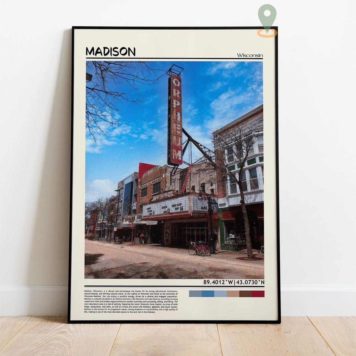 Madison Wisconsin Orpheum Theatre Downtown Street Landmark Poster - Image 4