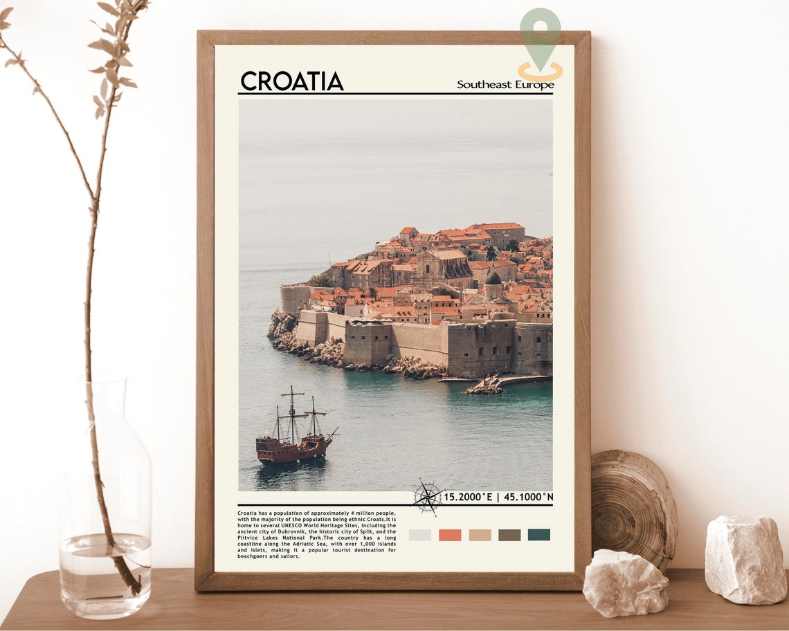 Croatia Print Croatia Art Croatia Poster Croatia Photo Croatia Poster Print Croatia Painting Zagreb Travel Poster Vintage Poster