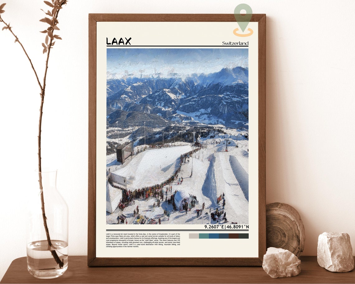 Laax Print Laax Wall Art Laax Poster Laax Photo Laax Poster Print Laax Wall Dcor Laax Ski Switzerland Poster Flims Laax Falera