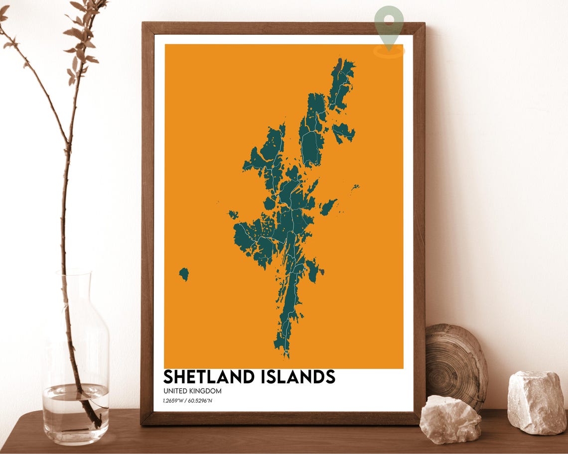 Shetland Islands Scotland UK Modern Minimalist Map Art Poster - Image 4