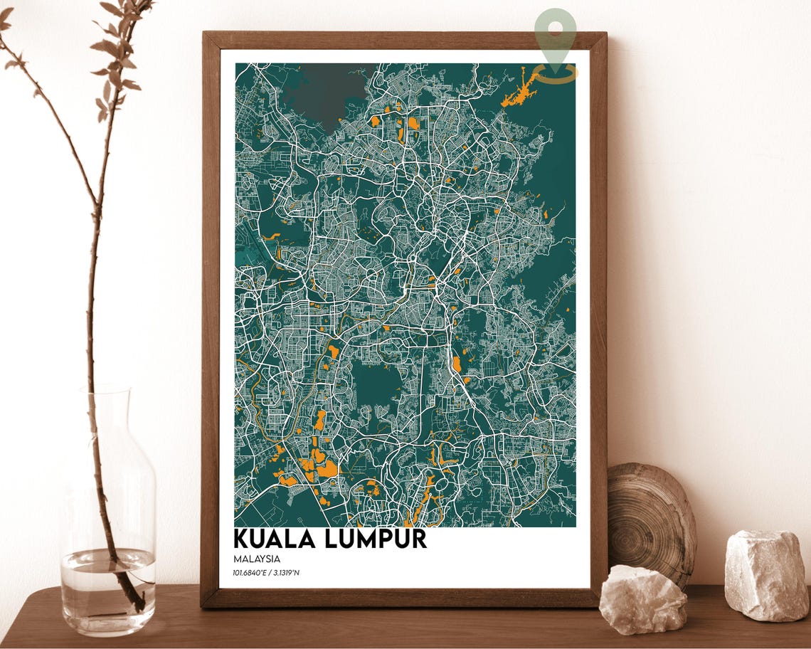 Kuala Lumpur Malaysia City Map Beige Vintage Street Style Poster - Image 5