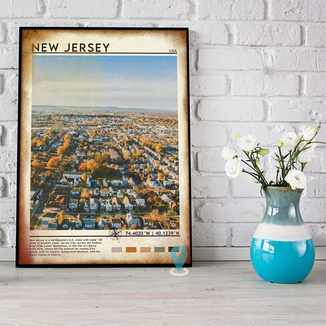 New Jersey USA Autumn Suburb Aerial Photo Scenic Travel Poster - Image 5