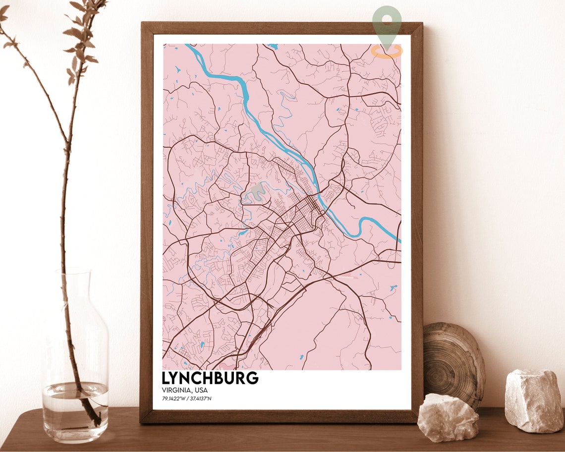 Lynchburg Map Lynchburg Map Print Lynchburg City Map Lynchburg Wall Art Lynchburg Travel Poster Lynchburg Poster Lynchburg Virginia - Image 2