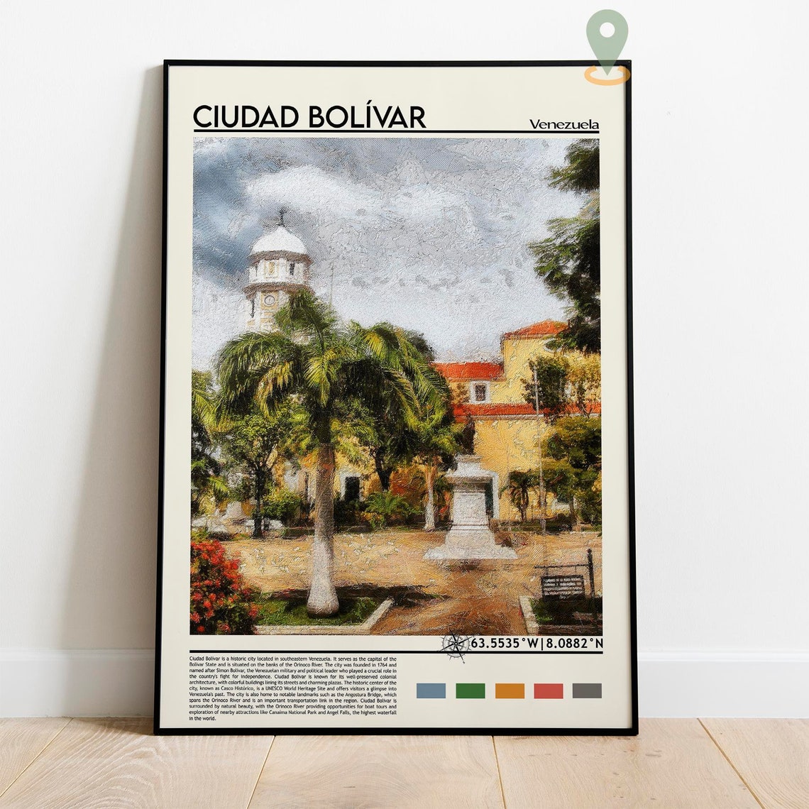 Ciudad Bolivar Venezuela Colonial Cathedral Travel Art Poster - Image 2