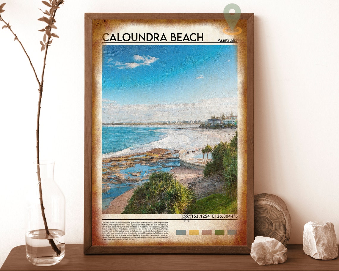 Caloundra Beach Australia Coastal Surf Scenic Ocean Travel Poster - Image 6