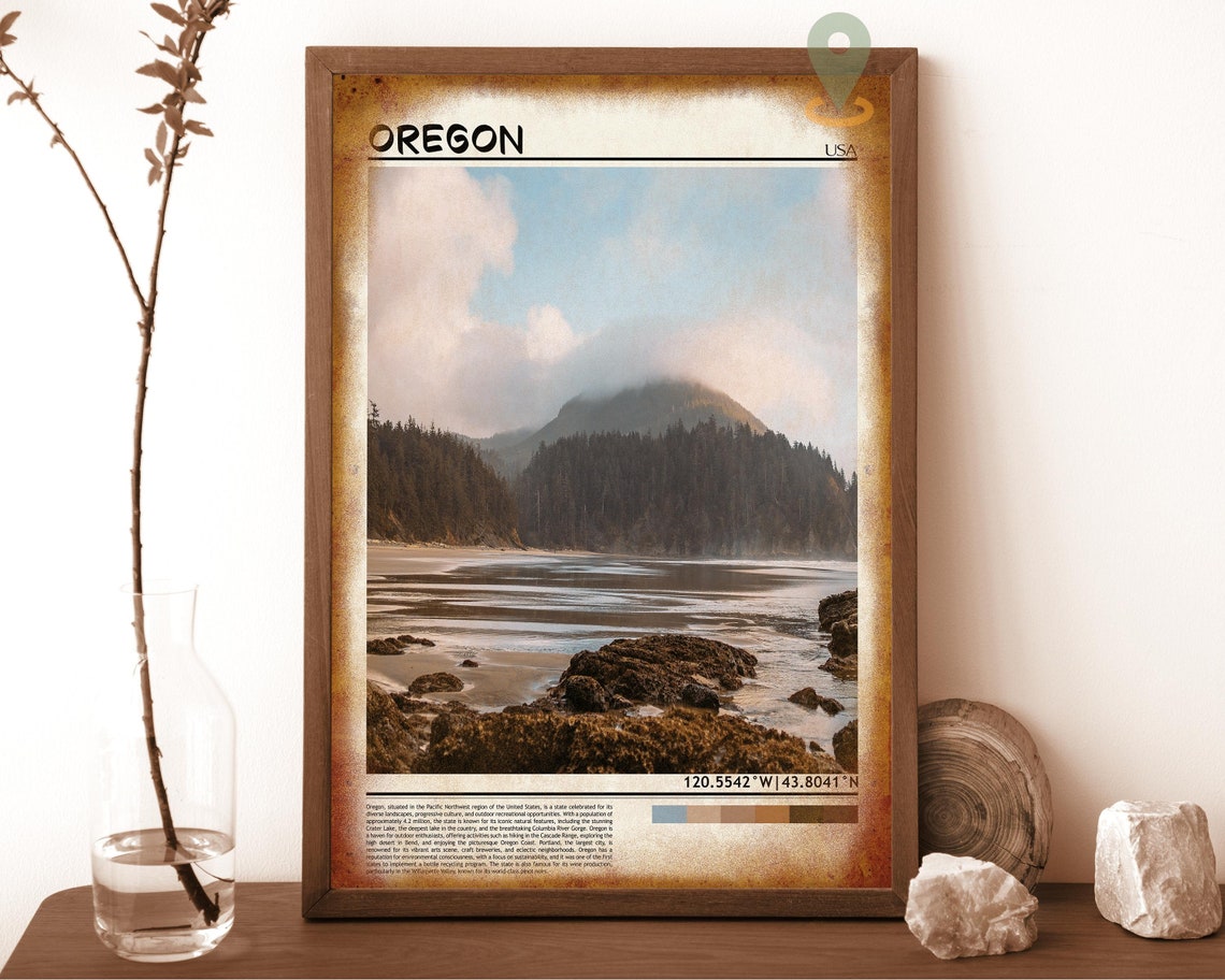 Oregon USA Scenic Misty Pacific Coast Cliffs Photo Home Decor Wall Art - Image 6