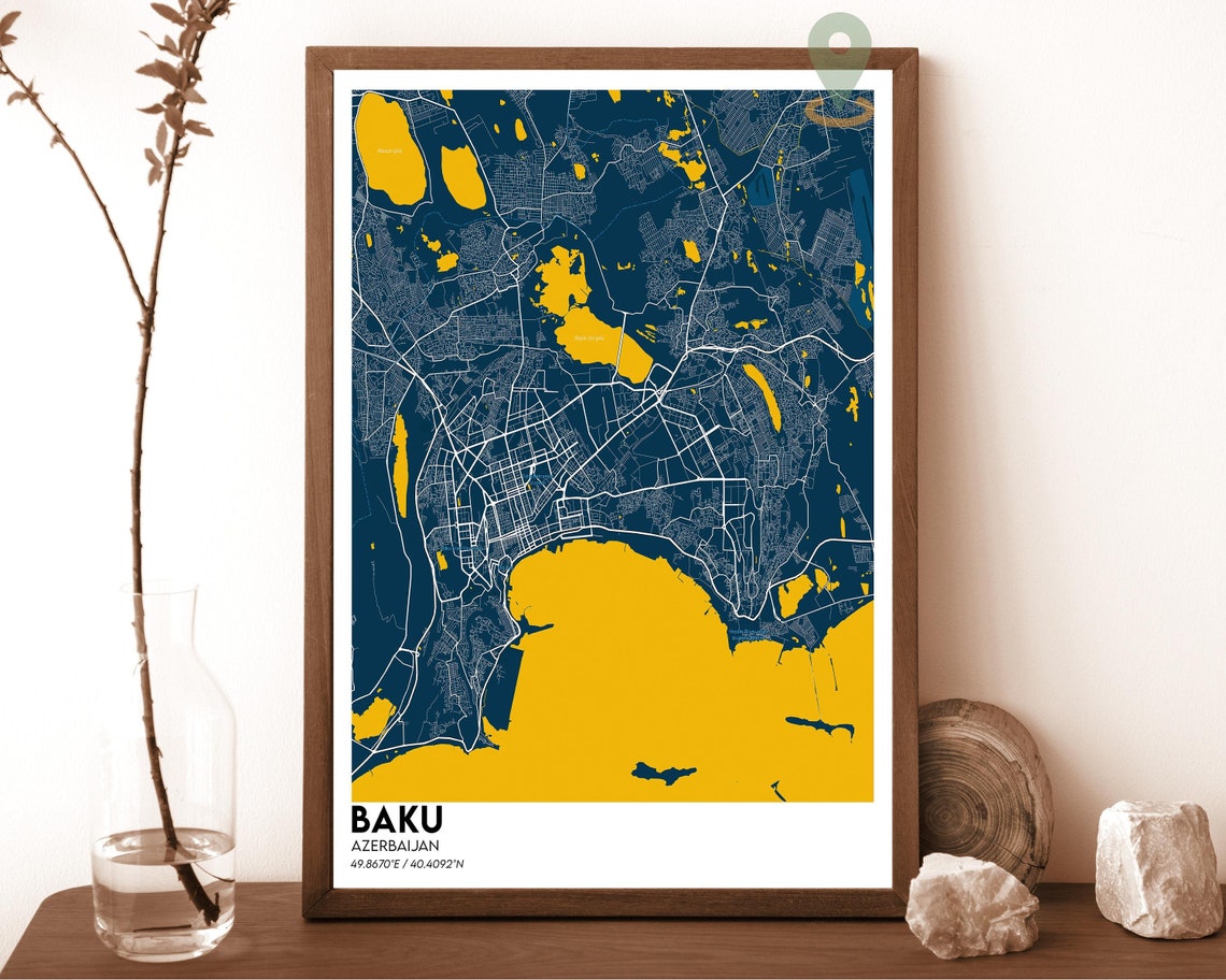 Baku Map Baku Map Print Baku Personalized Map Art Baku Wall Art Baku Travel Poster Travel Gift Baku City Poster Azerbaijan Poster - Image 2