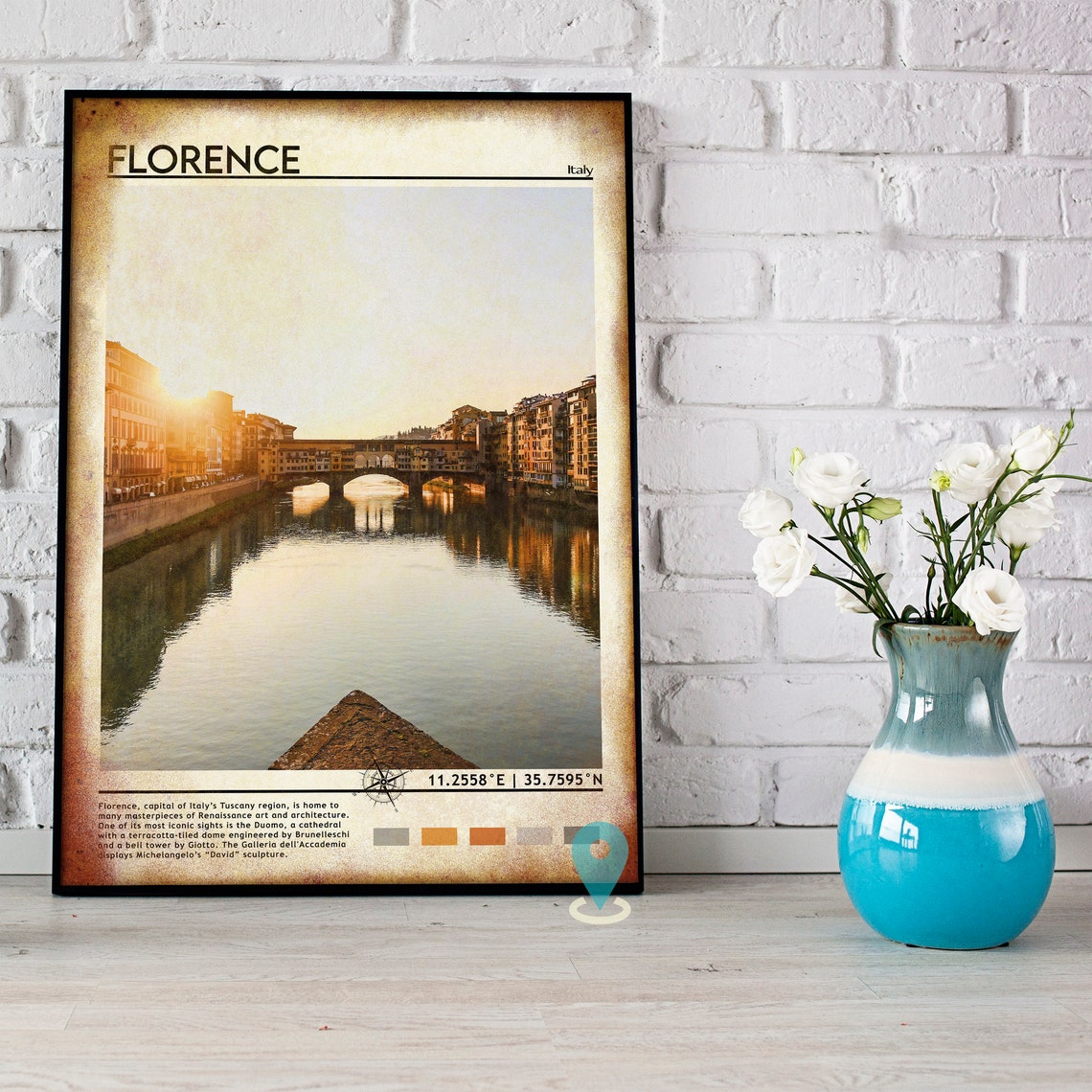 Florence Italy Ponte Vecchio Sunset over the Arno River Travel Poster - Image 3