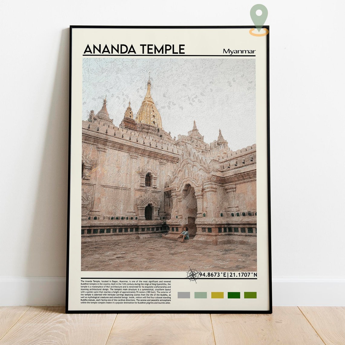 Ananda Temple Bagan Myanmar Ancient Buddhist Temple Travel Print - Image 2