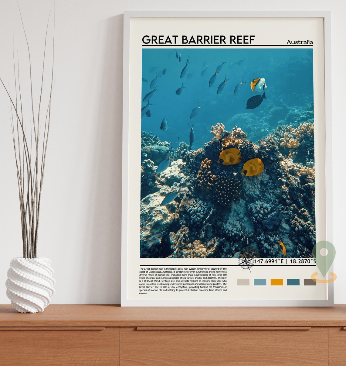 Great Barrier Reef Australia Coral Fish Underwater Ocean Life Poster - Image 2