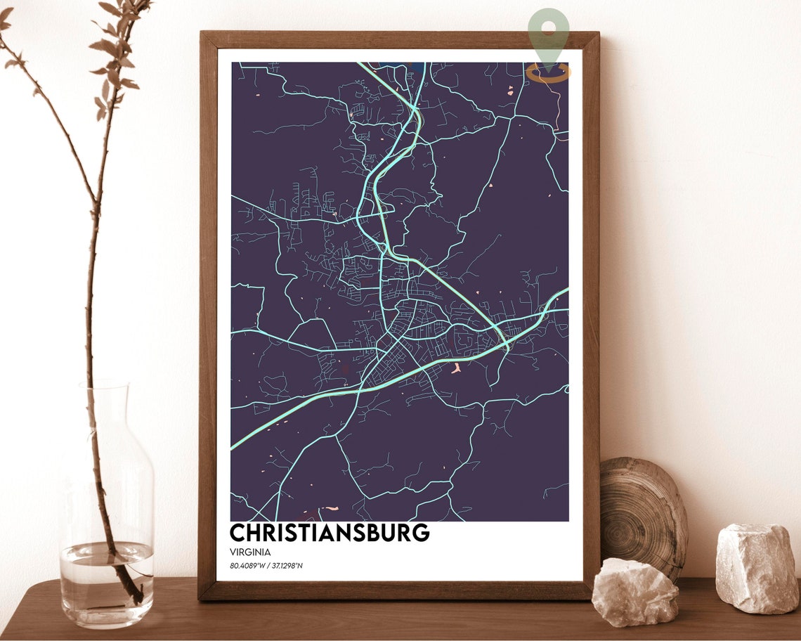 Christiansburg Virginia Christiansburg Map Christiansburg Map Print Christiansburg Gift Christiansburg Wall Art Christiansburg City - Image 6