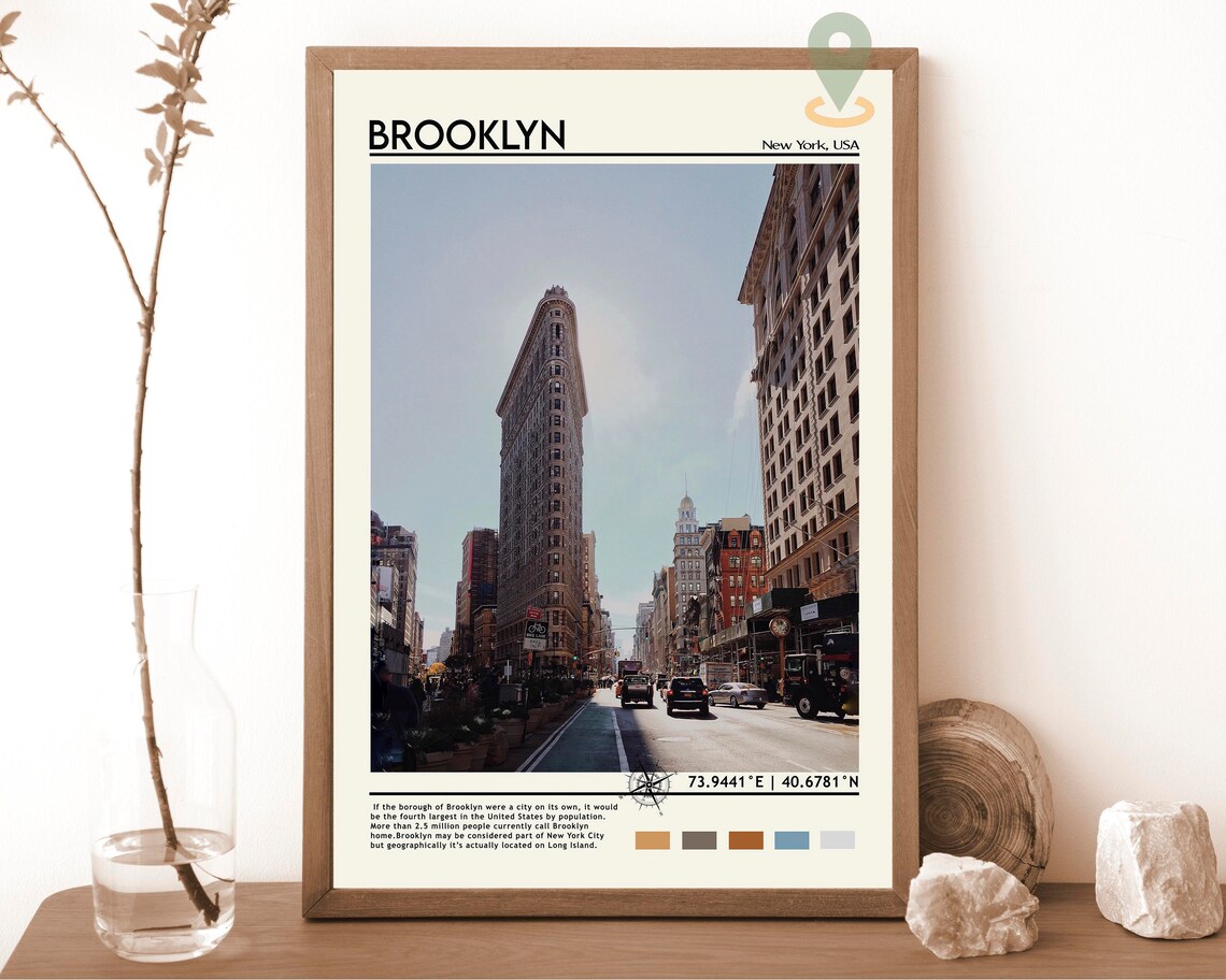 Brooklyn New York Flatiron Building City Street Travel Poster