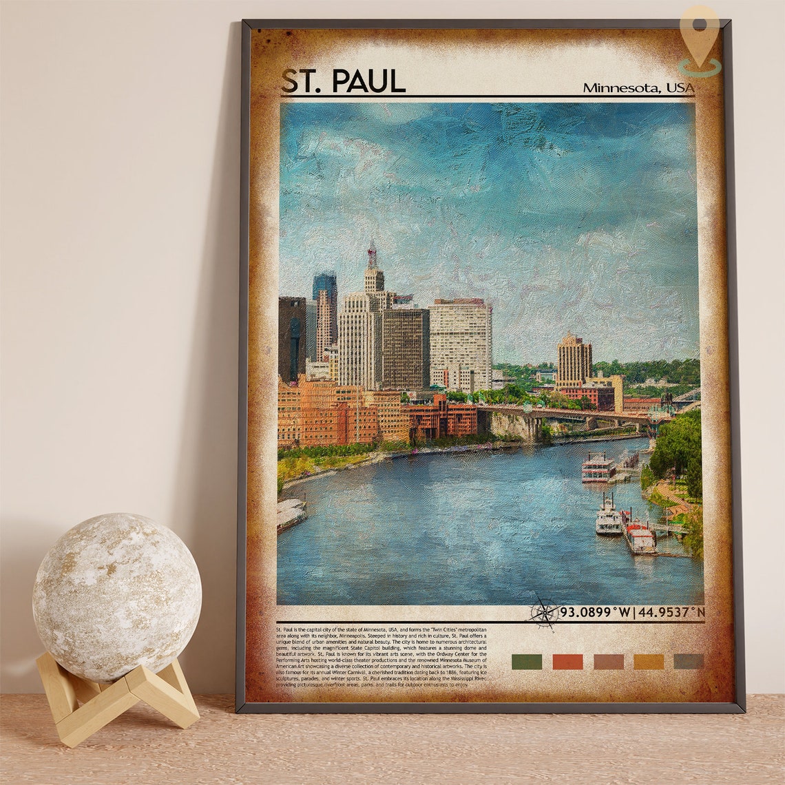 St. Paul Minnesota Mississippi Riverfront Skyline Travel Poster - Image 4