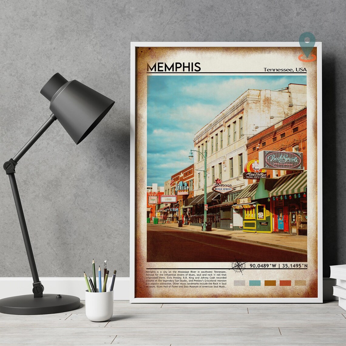 Memphis Tennessee USA Beale Street Blues Music Scene Travel Poster - Image 4