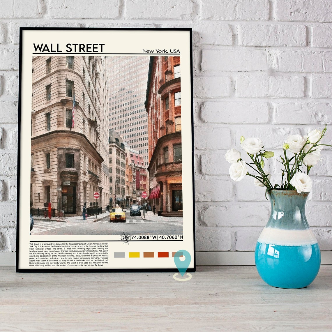 Wall Street Print Wall Street Poster Wall Street Wall Art Wall Street Travel Wall Street Art Print Wall Street Artwork New York Print - Image 5