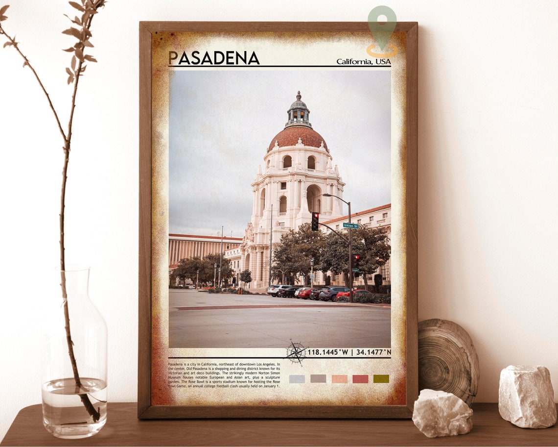 Pasadena California City Hall Dome Vintage Travel Poster Art - Image 6