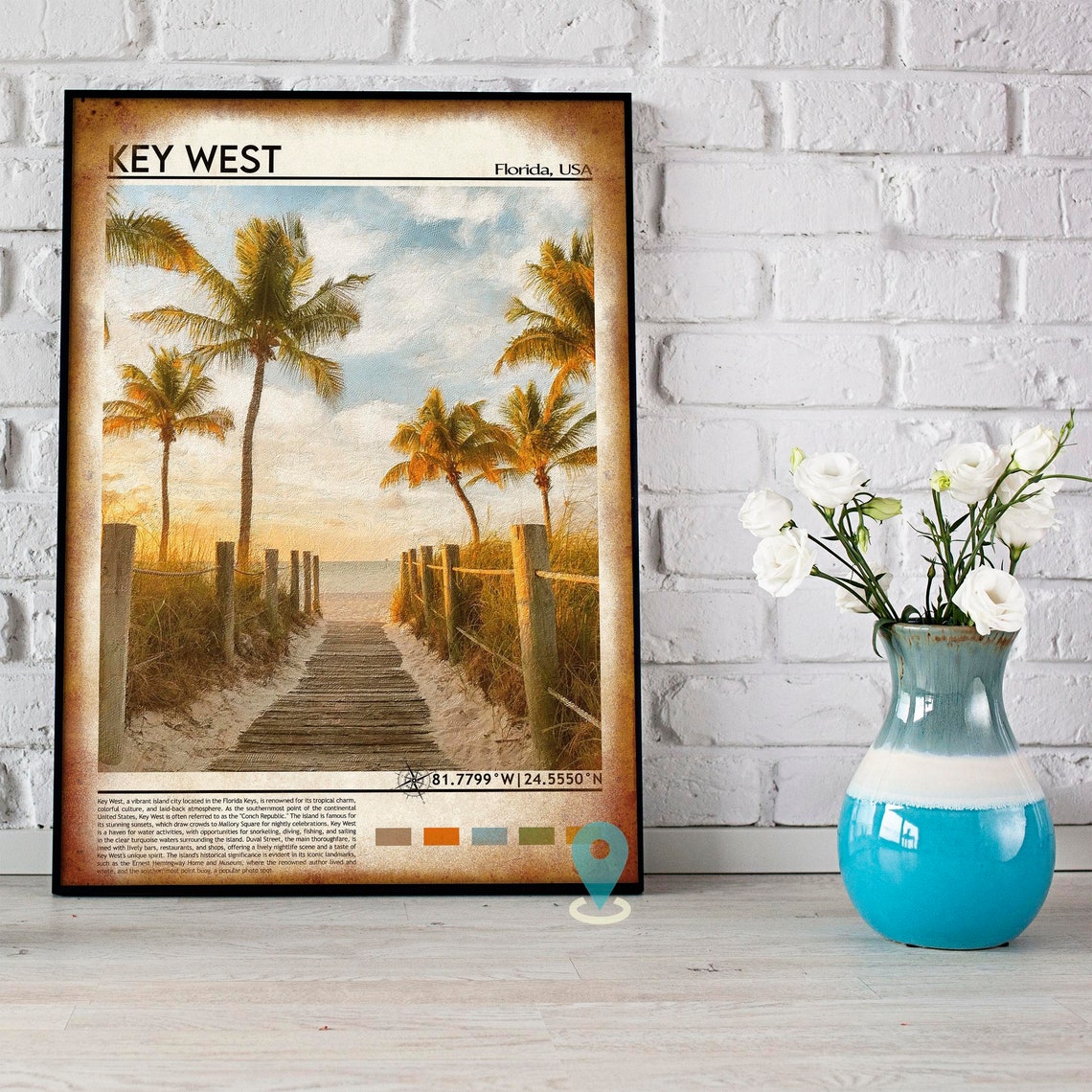Key West Florida Palm Beach Sunset Photo Travel Poster Home Decor - Image 2