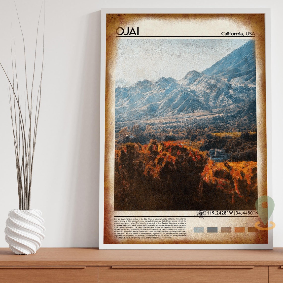Ojai California Autumn Valley Mountains Scenic Travel Poster - Image 4