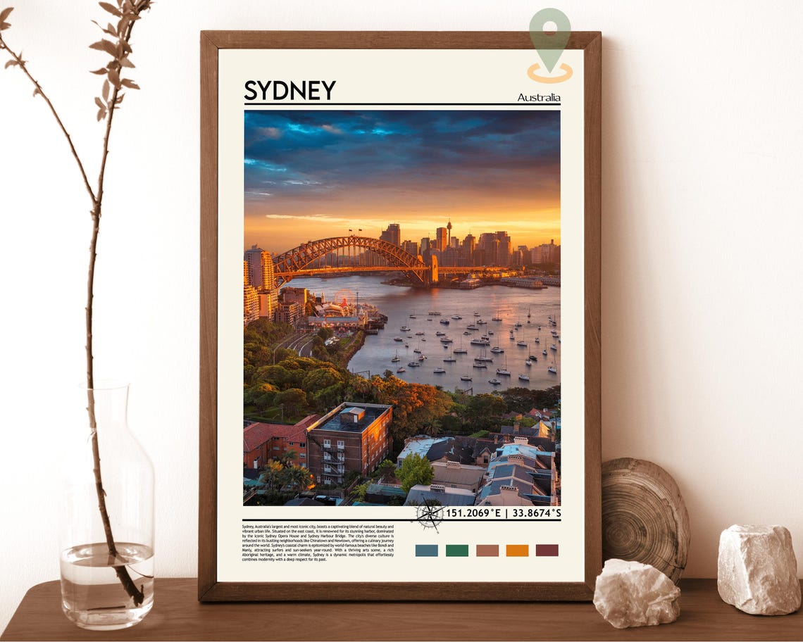 Sydney Print Sydney Poster Sydney Wall Art Sydney Travel Sydney Art Print Sydney Artwork Sydney City Photo Sydney Australia Print