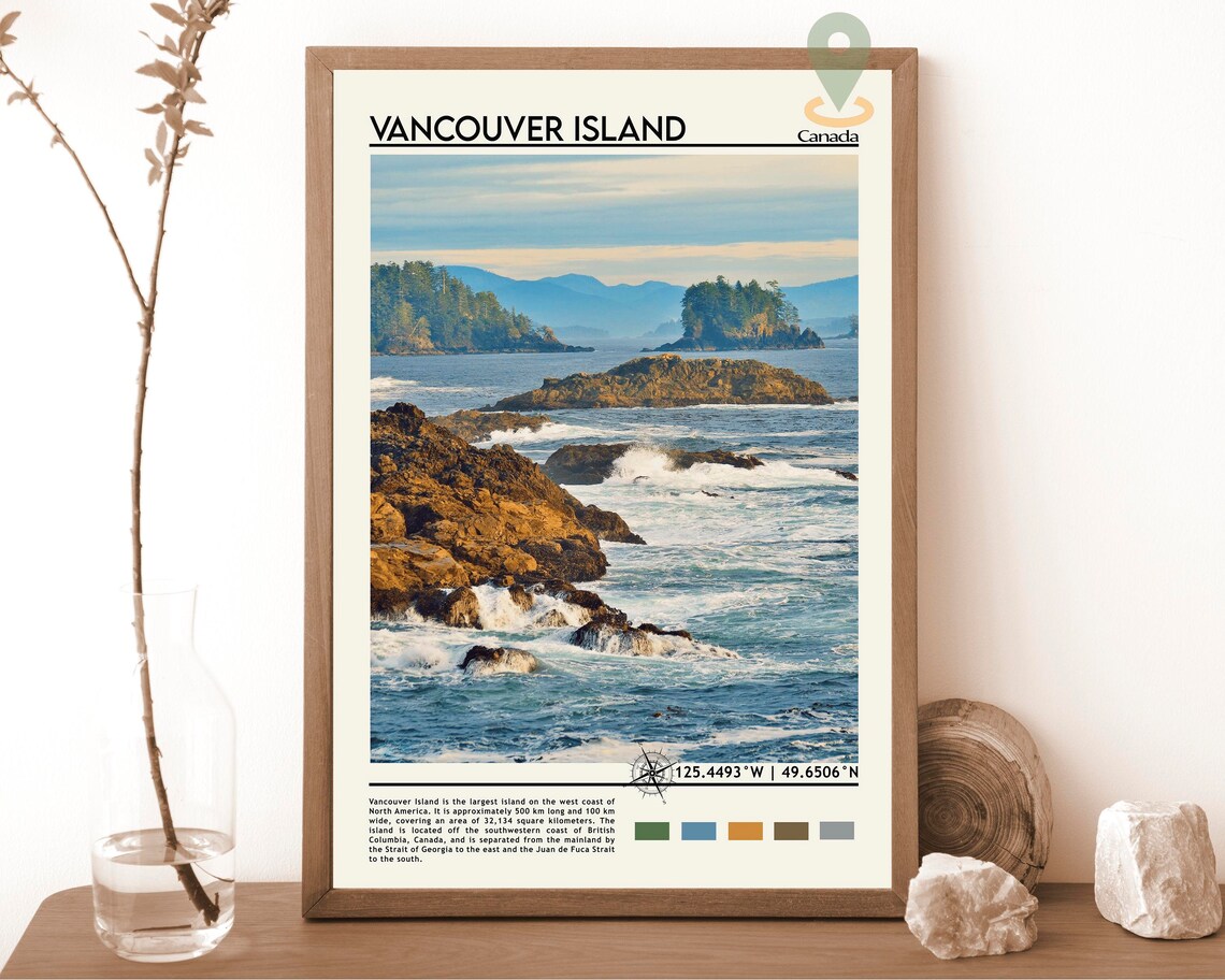 Vancouver Island Canada Rocky Pacific Coast Waves Travel Poster