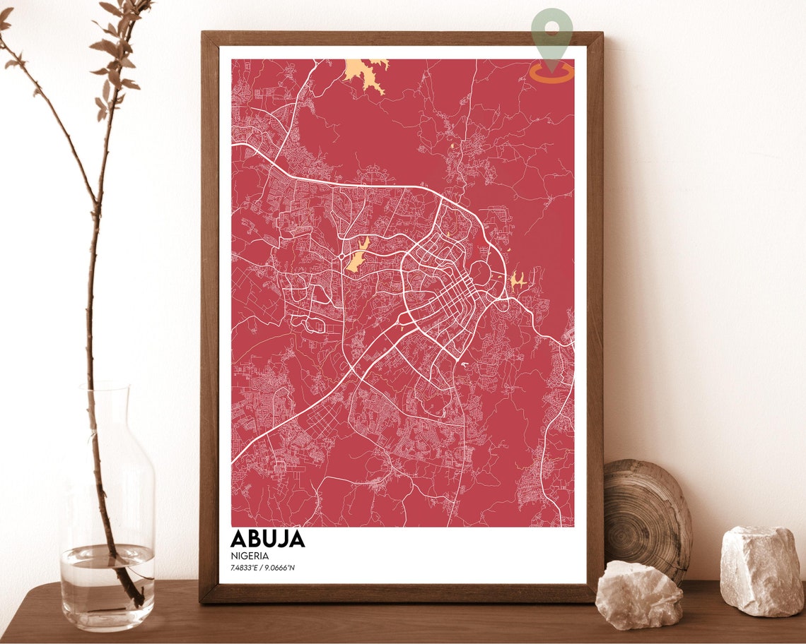 Abuja Nigeria Dark Charcoal City Map Bold Modern Decor Poster - Image 5