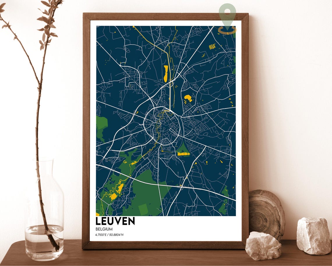 Leuven Belgium Light Minimalist Circular City Map Wall Poster - Image 2