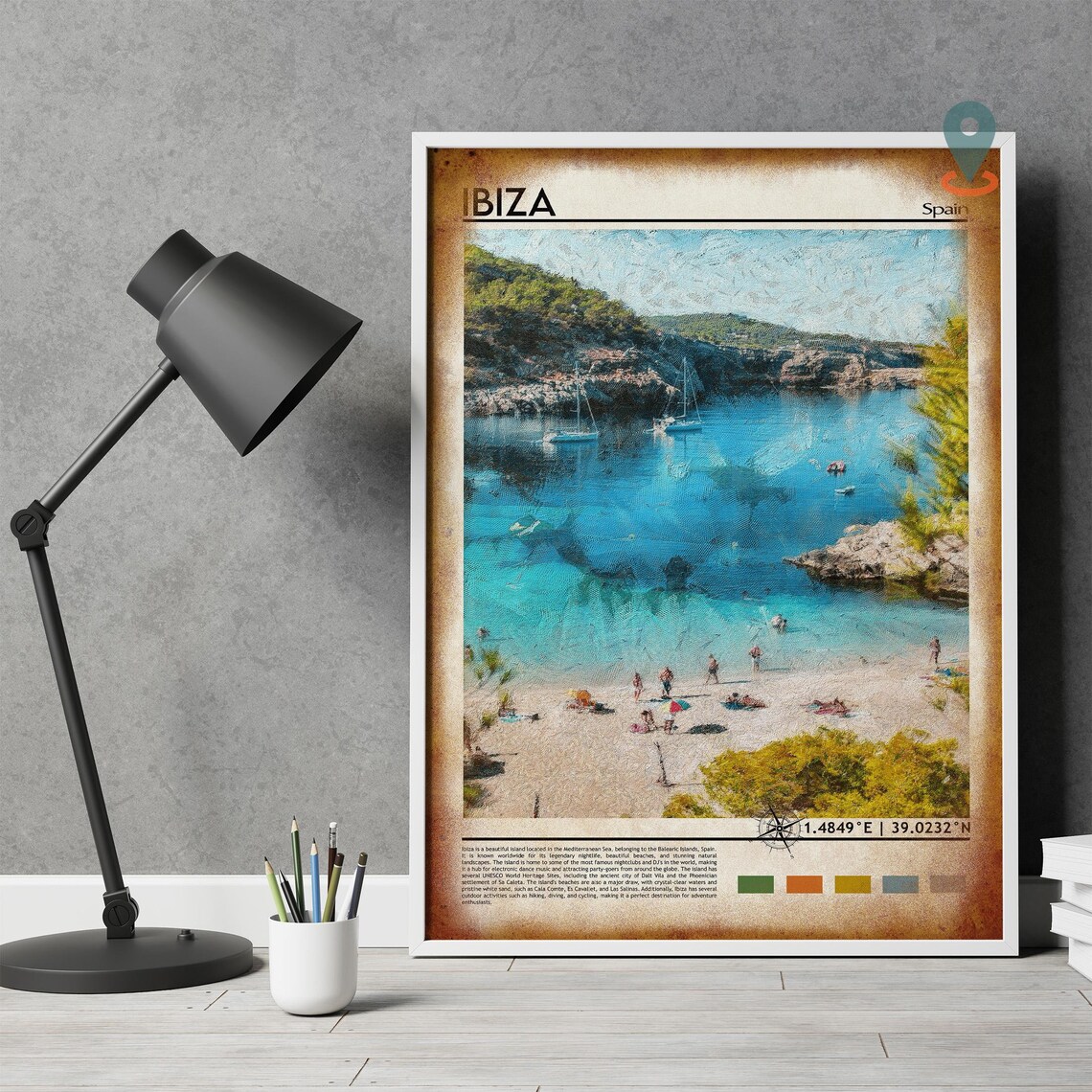 Ibiza Spain Turquoise Cove Beach Painted Island Vintage Travel Poster - Image 4