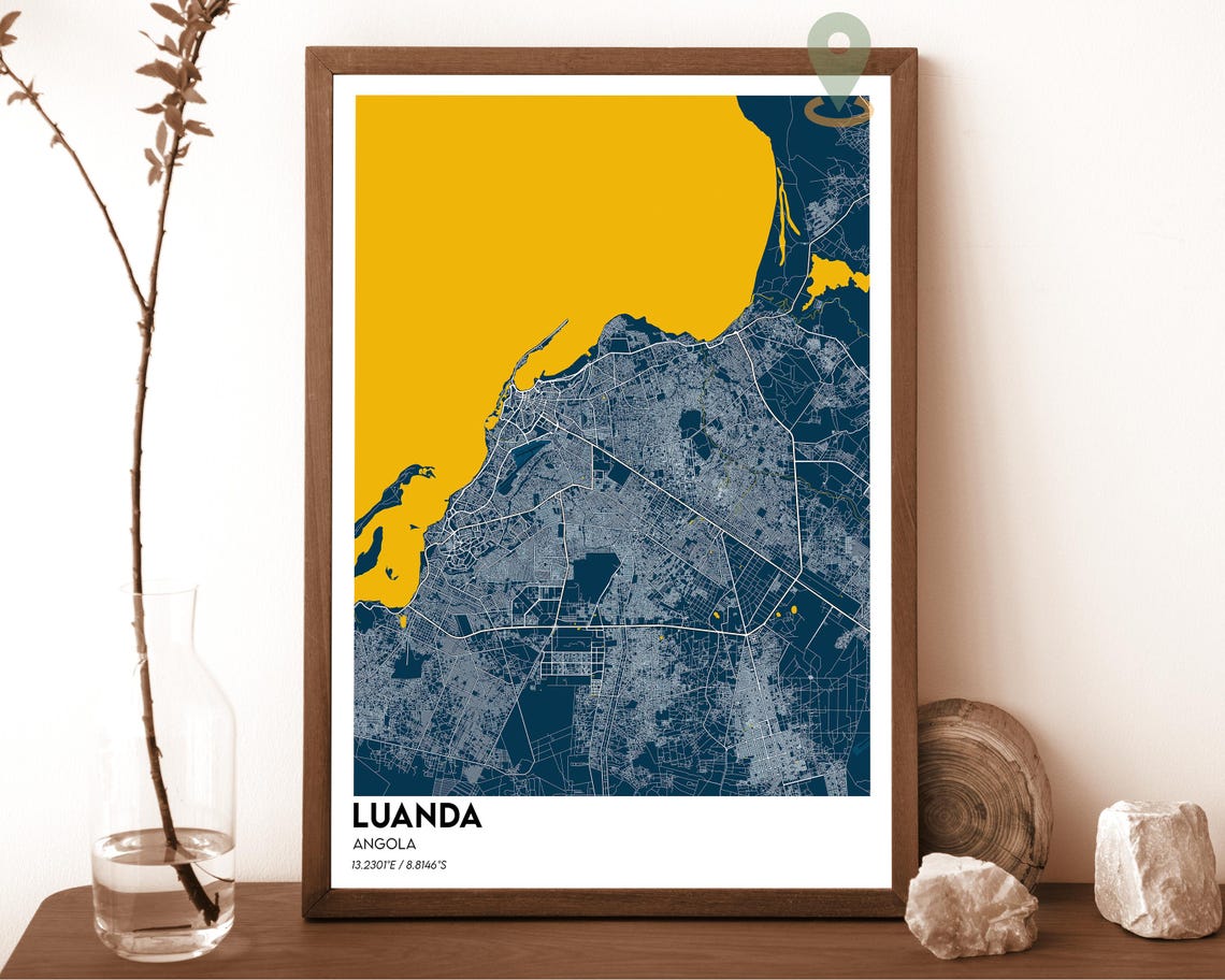 Luanda Angola Dark Gray Coastal City Street Map African Travel Poster - Image 6