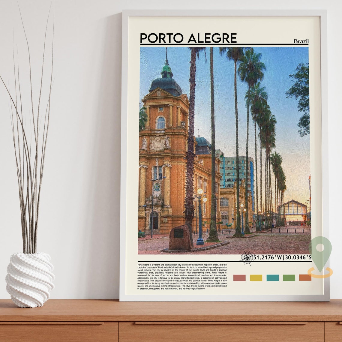 Porto Alegre Brazil Royal Palm Avenue Riverfront Scene Poster - Image 5
