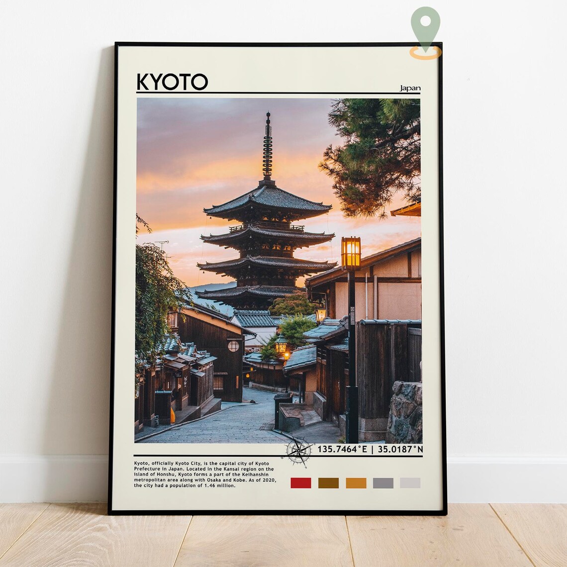 Kyoto Japan Yasaka Pagoda Sunset Historic Street Travel Poster - Image 2