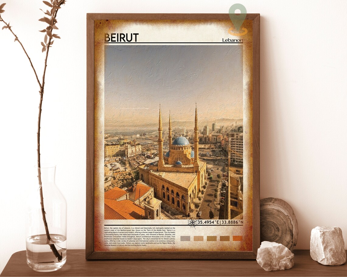 Beirut Lebanon Historic Blue Dome Mosque Photo City Travel Wall Art - Image 6