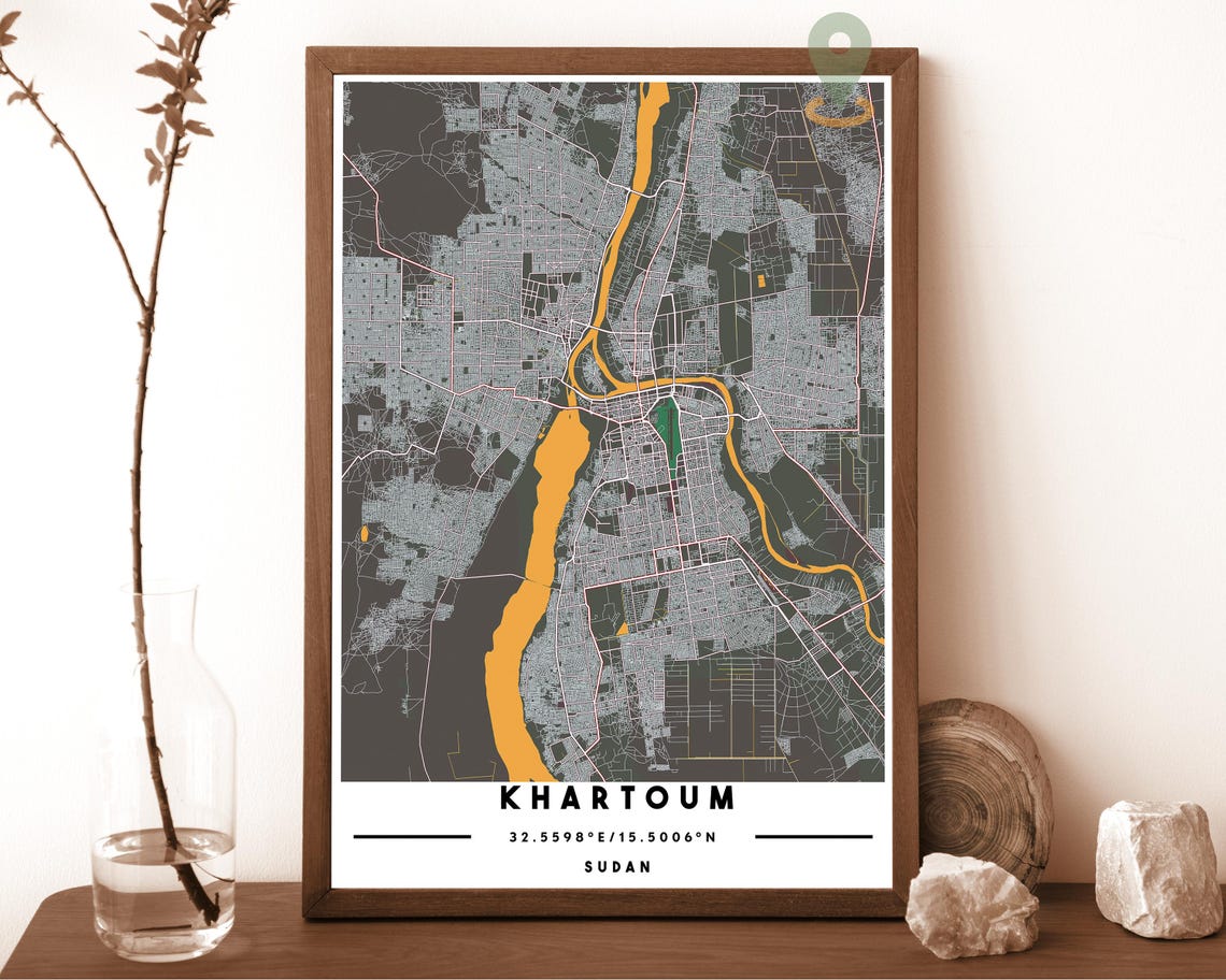 Khartoum Sudan City Street Map Nile Gold Navy Poster Wall Decor - Image 5