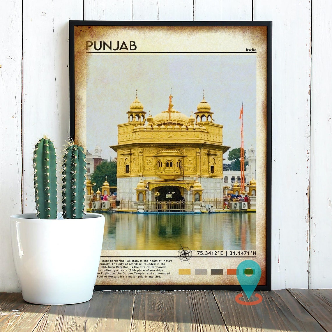 Punjab India Golden Temple Amritsar Reflecting Pool View Poster - Image 5
