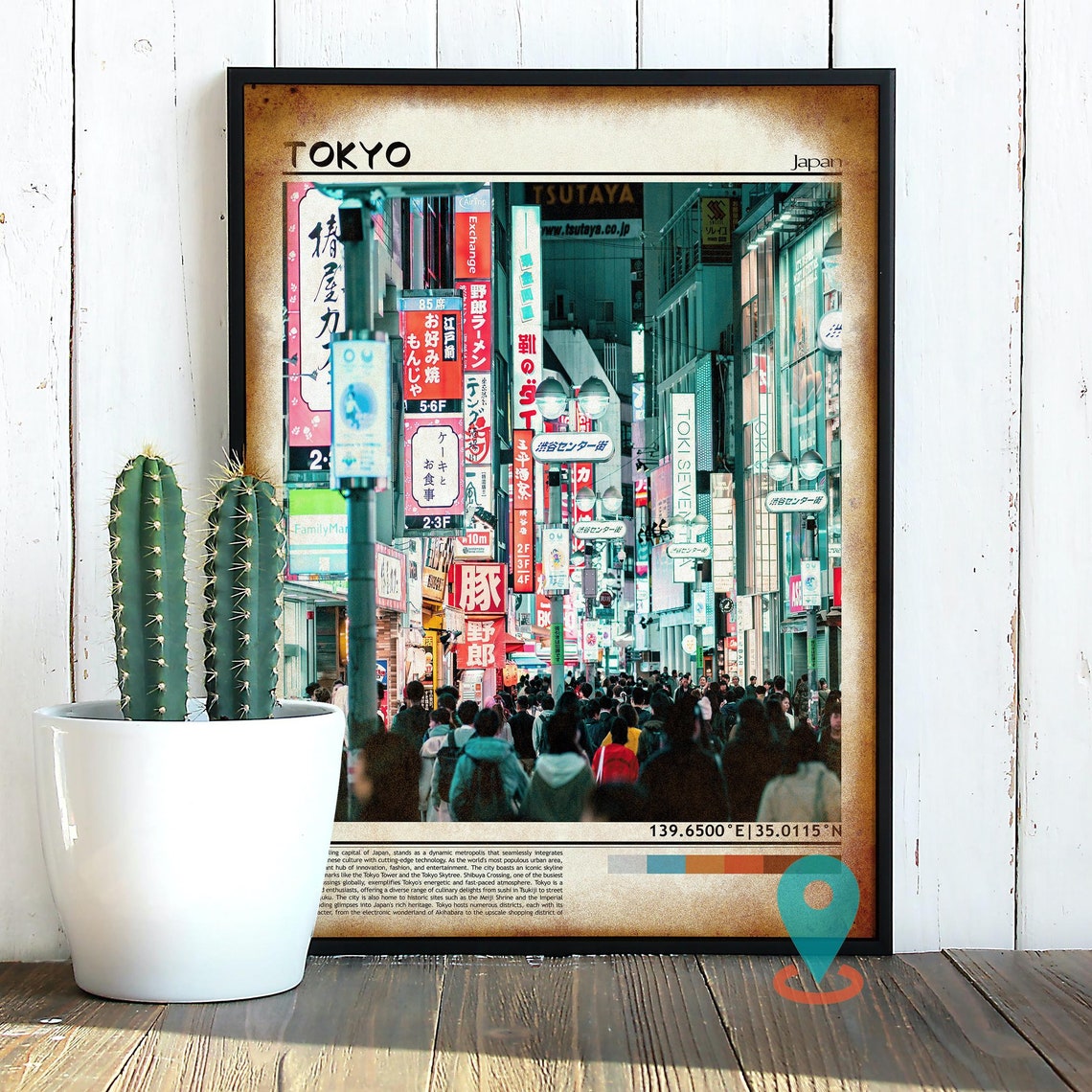Tokyo Japan Neon Street Night Crowd City Scene Downtown Photo Poster - Image 2