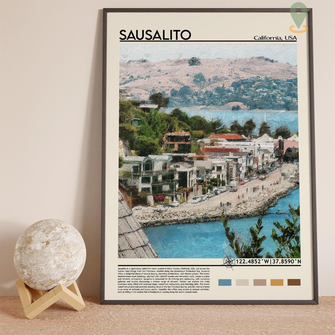 Sausalito California Waterfront Town Photo Bay Area Travel Wall Art - Image 3
