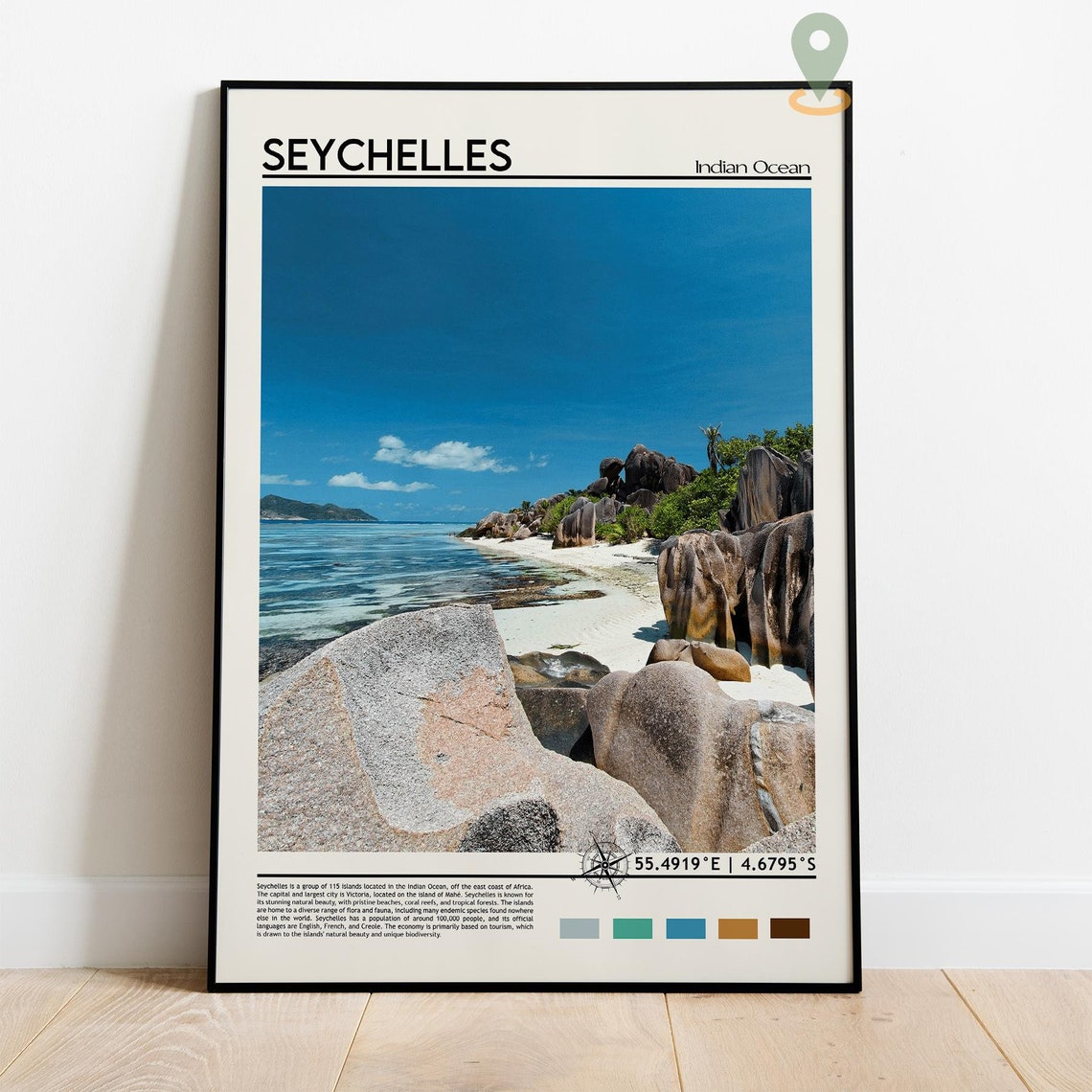 Seychelles Indian Ocean Granite Boulder Tropical Beach Poster - Image 4