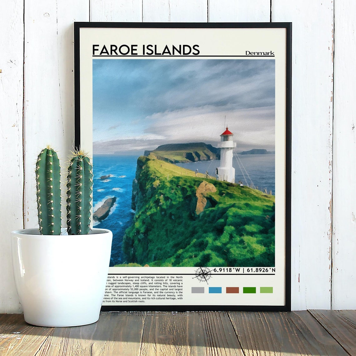 Faroe Islands Denmark Lighthouse Cliff Ocean Landscape Poster - Image 3